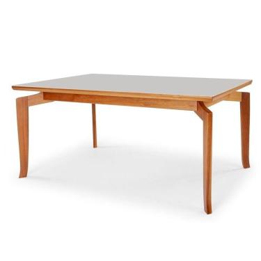 Imagem de Mesa Bella 200 Vidro Off White Acabamento Champagne