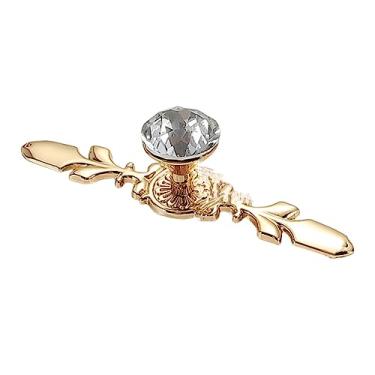 Imagem de Puxadores de cristal de diamante Caixa de sapatos Puxadores de armário Armário Porta Gaveta Puxadores Puxadores de guarda-roupa com parafusos Hardware, Comprimento dourado 120 mm