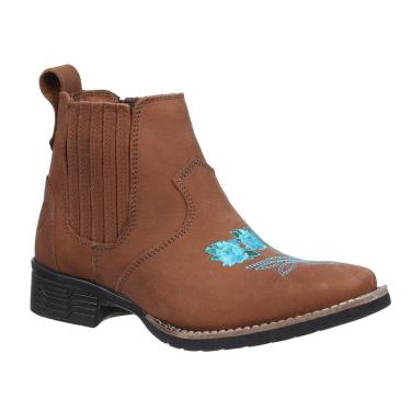 Imagem de Botina Feminina com Bico Quadrado Marrom Cow Way 33082