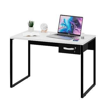 Imagem de Mesa Escritório Diretor Estilo Industrial 1,00m Com Gaveteiro (Branco)