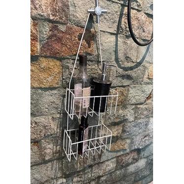 Imagem de Suporte Porta Shampoo Suspenso Pendurar 2 Andares Sem Furos Branco Plana Store