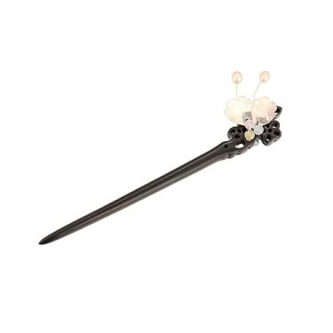 Imagem de CHOISBEING Palitos de cabelo chineses 18 cm para cabelos compridos, borboleta, pérola, pãezinhos de cabelo japoneses, pauzinhos de cabelo de madeira para mulheres, acessórios de cabelo de pedra de ágata natural