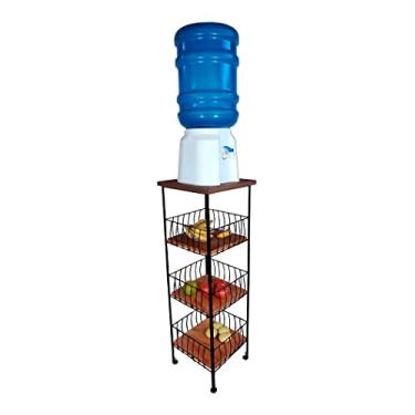 Imagem de Fruteira De Chao Cozinha Suporte Para filtro BebedouroTampo Madeira e Ladrilho (S02)