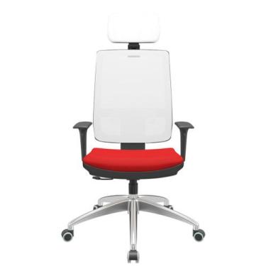 Imagem de Cadeira Office Brizza Tela Branca Com Encosto Assento Aero Vermelho Re