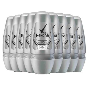 Imagem de Kit Desodorante Roll On Rexona Men Sem Perfume 50ml - 9 Unidades