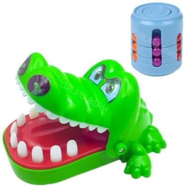 Imagem de Brinquedo Crocodilo Morde Dedo Kit Brinquedos Criança 3 anos Infantil Jacaré Dente Dentista Presente Para Criança Menino Menina + Cilindro Mágico Jogos Infantis Brinquedos Educativos