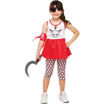 Imagem de Fantasia Pirata Infantil Menina Carnaval + Tapa Olho - Fantasias Super