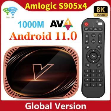 Imagem de Android 11.0 caixa de tv amlogic s905x4 vontar x4 atualização de x3 4gb 32gb 64gb 128gb 1000m duplo