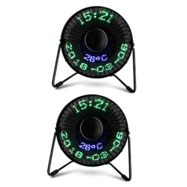 Imagem de jojofuny 2 Unidades relógio do ventilador USB ventilador elétrico de resfriamento fã relógios ventilador de carrinho ventilador portátil mini ventilador número LED filtro de ar viagem