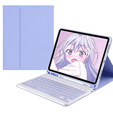 Imagem de QYiiD Capa de teclado para iPad Pro 12,9 polegadas 2022, teclado para iPad Pro de 12,9 polegadas - 6ª geração, 5ª/4ª/3ª geração, capa inteligente leve com teclado magneticamente removível, lavanda