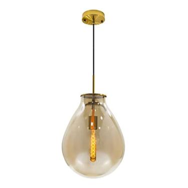 Imagem de Pendente De Metal E Vidro Bella Iluminação Caju No Voltagev Bronze/Conhaque