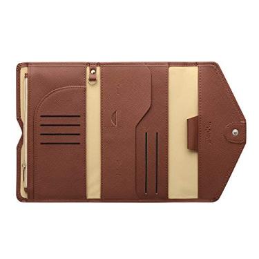 Imagem de ZOPPEN Carteira de viagem multiuso com bloqueio de RFID para passaporte Porta-cartão de vacina e passaporte, combo organizador de documentos com três dobras, essenciais para viagem, One Size, Vintage