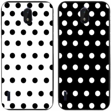Imagem de 2 peças preto branco bolinhas impressas TPU gel silicone capa de telefone traseira para Nokia todas as séries (Nokia C1 2ª edição)