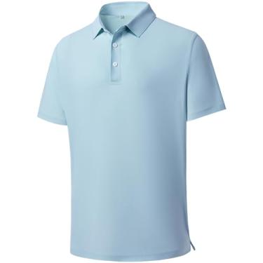 Imagem de DEOLAX Camisa polo masculina impecável desempenho absorção de umidade camisa polo casual sensação legal para homens, Hs0001-azul claro, XXG