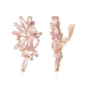 Imagem de Met-edianger Brincos vintage de strass com clipe de cristal retrô, brincos pendentes não perfurados para mulheres e meninas, Zinco, Strass Vidro