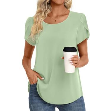 Imagem de HOTGIFT Camiseta feminina casual confortável solta leve túnica tops macia elástica camiseta blusa básica, Verde Matcha, XXG