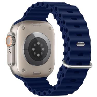 Imagem de Pulseira masculina Ocean esportiva de silicone respirável, macia, impermeável, compatível com Apple Watch Ultra 2, Ultra 9/8/7/6/5, SE, 10, 8, 7, 6, 5, de 49 mm, 46 mm, 45 mm e 44 mm, homens e