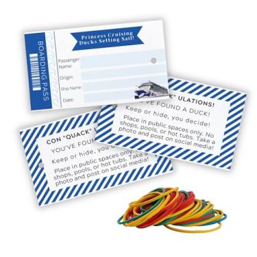 Imagem de Cruising Ducks for Princess Cruise Boarding Pass Etiqueta de pendurar princesa com elásticos | Pacote com 30 | Etiquetas de 5 x 8,9 cm Tamanho para fixar aos patos de borracha de marinheiro | Jogo de navio de cruzeiro #CruisingDucks