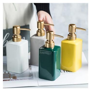 Imagem de Porta Sabonete Líquido Dispensador de sabão cerâmica 320ml dispensador de sabão líquido cor sólida garrafa de armazenamento de loção acessórios do banheiro Banheiro(Color:Green)