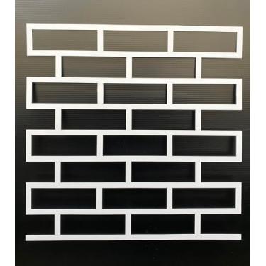 Imagem de Kit 4 Stencil Parede Tijolinho Revestimento Pintura Flexivel Vazado Decorativo 60cmx60cm 3D