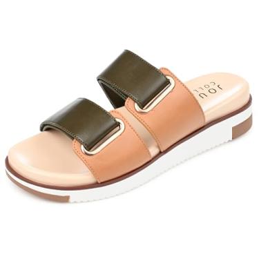 Imagem de Journee Collection Womens Ashanti Slip On Slide Multi Strap Sandals Olive 8 Medium WOMENS US