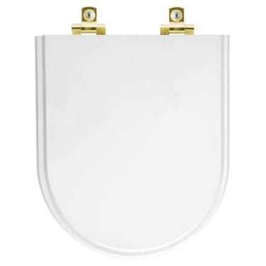 Imagem de Assento Sanitário Soft Close Smart Branco para vaso Celite com Ferragem Dourada
