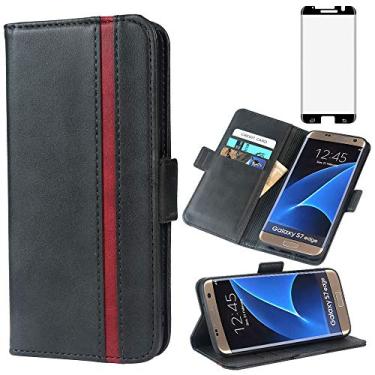 Imagem de Capa de telefone para Samsung Galaxy S7 Edge capa carteira de couro com protetor de tela de vidro temperado acessórios porta-cartões capa flip de corpo inteiro Glaxay S7edge S 7 Plus GS7 7s 7edge