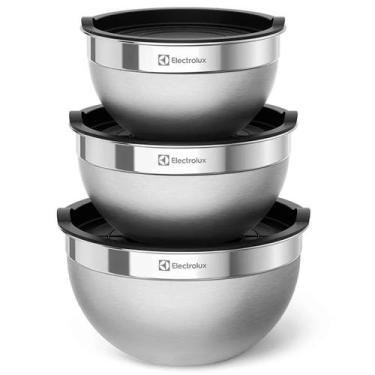 Imagem de Conjunto Bowls De Inox Electrolux Com Tampa Plástica 3 Peças