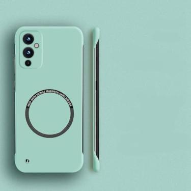 Imagem de Capa de telefone magnética sem moldura de PC rígido para Oneplus 10 Pro 9R 9RT 10R 10T 11 9 8T 7T 8 7 Pro Capa fina fosca, hortelã, para 10R