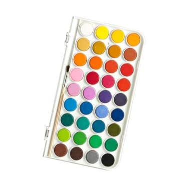 Imagem de rockible Conjunto de tinta com pincel e paleta suprimentos profissionais portáteis laváveis tinta para todas as idades, 36 Cores