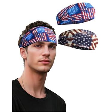 Imagem de Bandanas masculinas, faixa de transpiração antiderrapante para esportes, faixas de cabeça patrióticas, faixas de cabelo para corrida, ciclismo, ioga, basquete, treino, futebol, tênis, treinamento