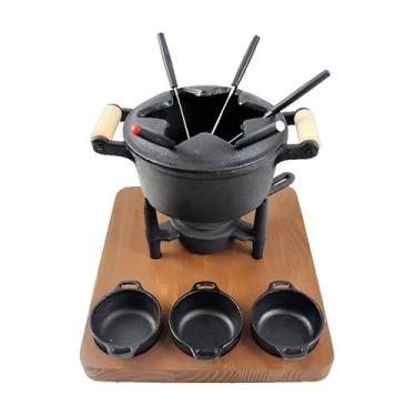 Imagem de Aparelho Fondue Ferro A Álcool Completo Aparador E Molheiras - Rig Fun