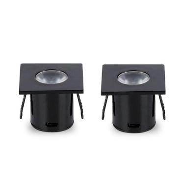 Imagem de Kit 2 Spot Para Móvel Taschibra Pik Led Quadrado Preto Bivolt, 3000K -