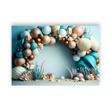 Imagem de Fundo Fotográfico 2,20 x 1,50 - New Born Fundo do Mar Azul e Bege 009 