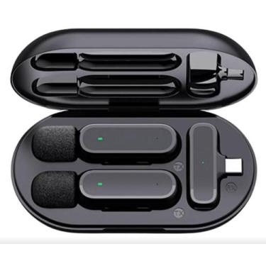 Imagem de Microfone Lapela Duplo Sem Fio 2em1 Redução De Ruído - Tipo C - itblue