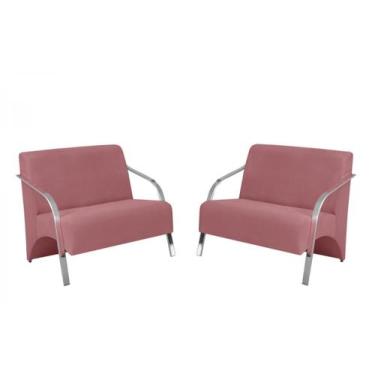Imagem de Kit 2 Poltronas Namoradeira 2 Lugares Vênus Braço Alumínio D Salla Sue
