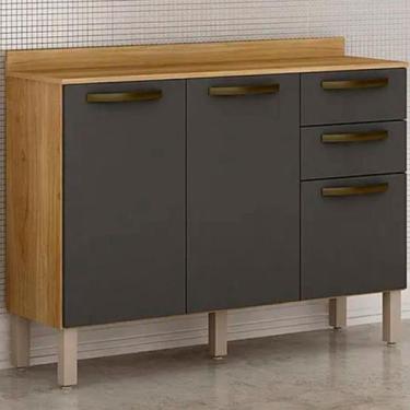 Imagem de Balcão Valência Carvalho/Grafite Salleto Móveis, Carvalho com Grafite