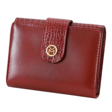 Imagem de Carteira Feminina Couro Legítimo Moedas Espelho Mariart 304, Vermelho,