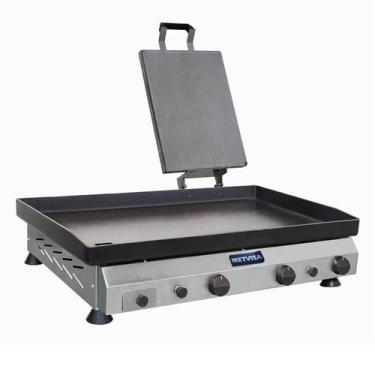 Imagem de Chapa de Lanche Profissional Com Prensador Metvisa 80 Cm a gás 4,25mm 