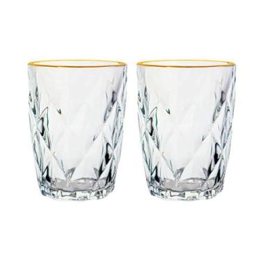 Imagem de Conjunto de Copos de Vidro Diamond Fio de Ouro 270ml 2 peças - Lyor