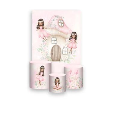 Imagem de Painel De Festa Vertical 1,50 x 2,20 + Trio De Capas Cilindro - Fada C