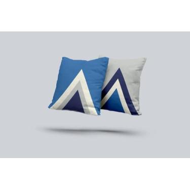 Imagem de Kit 2 Almofadas Com Enchimento Abstrato Azul e Cinza - Core Decore