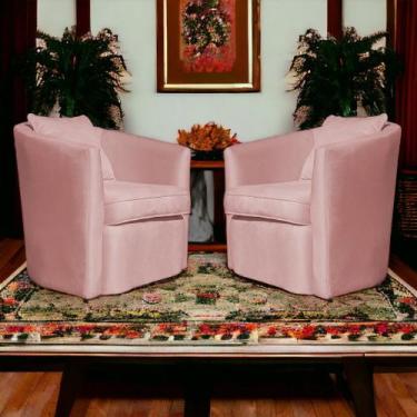 Imagem de Kit 2 Poltronas  Decorativa Alana Veludo Rosa - Londrilar - LM DECOR