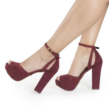 Imagem de Sandália Feminina Meia Pata Salto Grosso Alto P7 - Modarpe, Marsala, 3