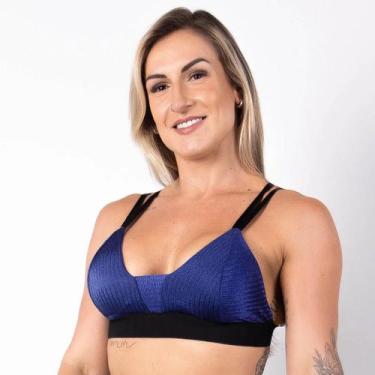 Imagem de Top Texturizado Feminino com Bojo Removível - Fitmoda , M, Azul, Marin