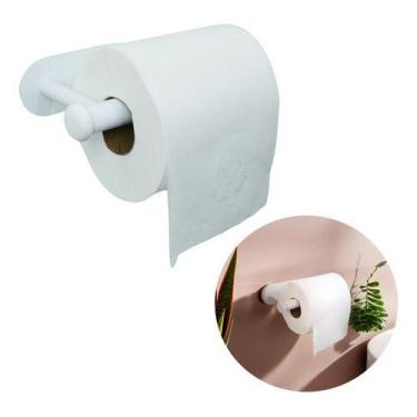 Imagem de Suporte Para Papel Higiênico Parede Sem Furos 2 Cores Dukap, Branco