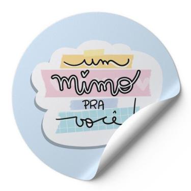 Imagem de 120 Etiquetas Auto Colante Adesivos Redondos Um Mimo Pra Você Fundo Az