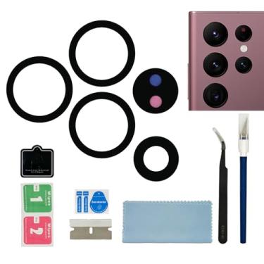 Imagem de UYGHHK Para Samsung Galaxy S22 Ultra 17.3 cm 1 conjunto (5 peças) Substituição de vidro de lente traseira da câmera traseira com adesivo pré-instalado e kit de ferramentas de reparo