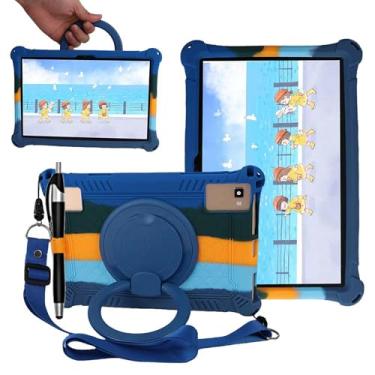 Imagem de Capa para tablet TCL Tab 10 5G 10,1 polegadas/TCL Tab 10S 9081X/9080G, capa de silicone macio antiestresse com suporte giratório/suporte para lápis/alça de ombro/caneta para TCL Tab 10,1 polegadas