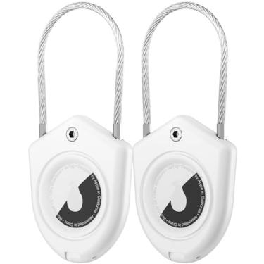 Imagem de TUXON Suporte para AirTag, pacote com 2 capas para AirTag com cabo de fio, chaveiro anti-arranhões para Apple Air Tags, acessórios para rastreador de itens GPS